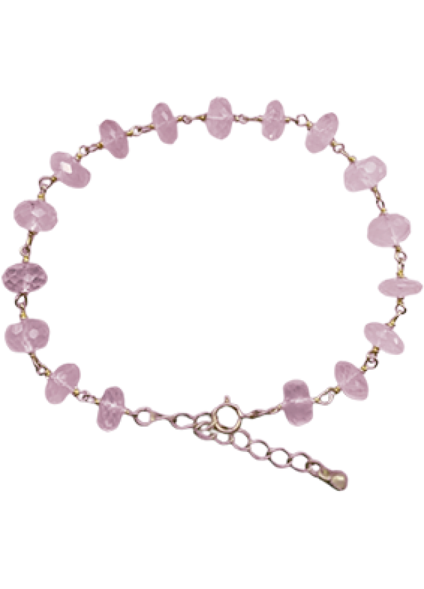 Brazalete de Cuarzo Rosa Facetado